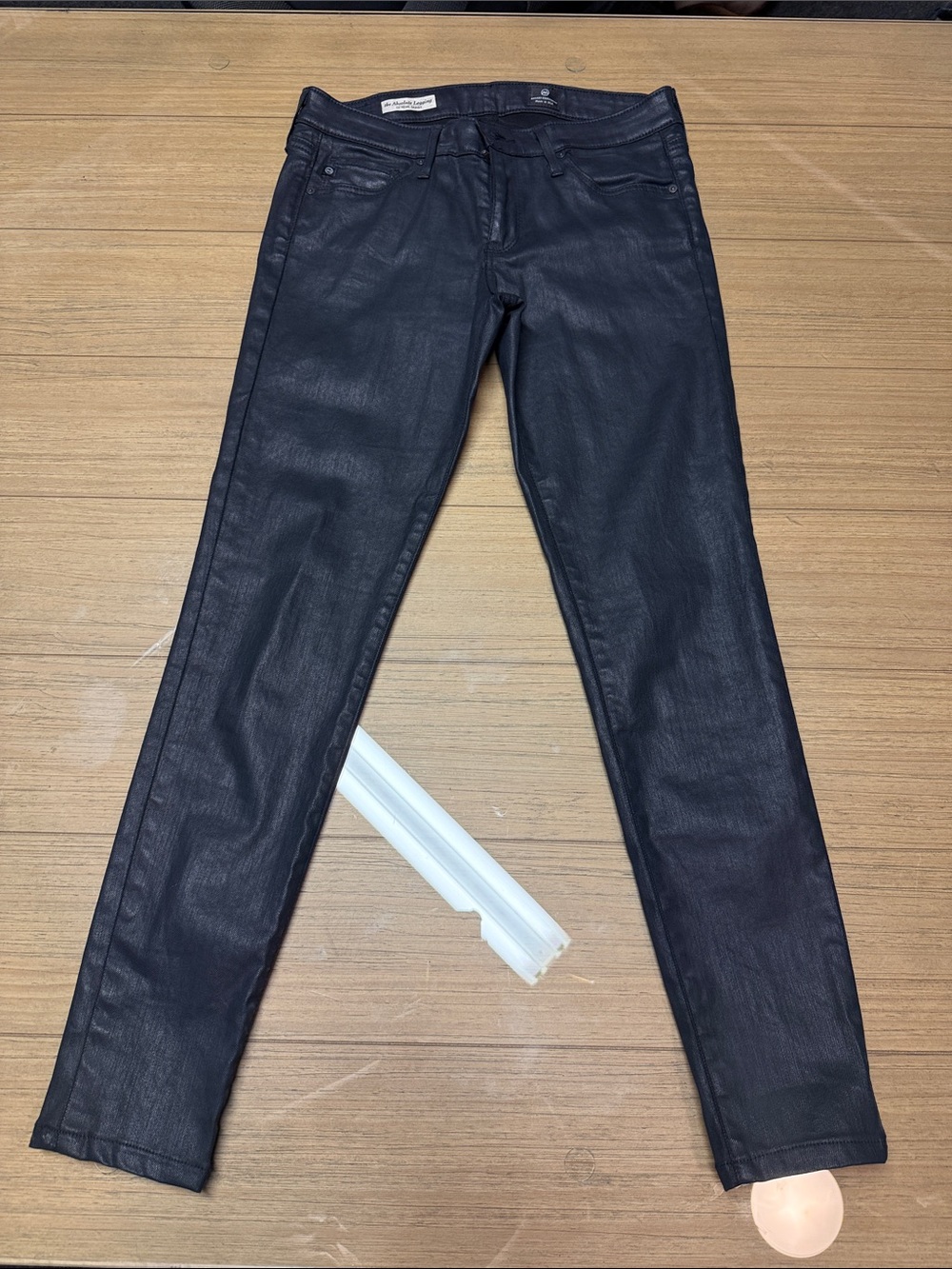 AG Adriano Goldschmied Black Coated Skinny Jeans